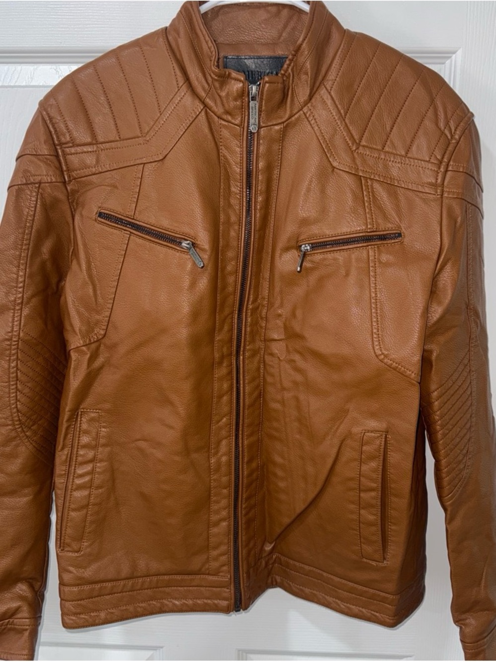 Men's Tan Moto-Style Zip Front Field Jacket